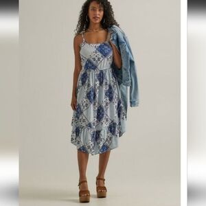 Blue and White Wrangler Bandana Print Dress Size Large